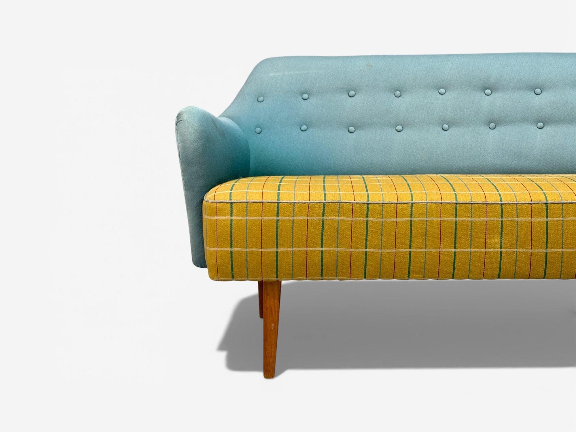 Danish Modern, Corner Sofa, Fabric, Wood, Denmark, 1950s