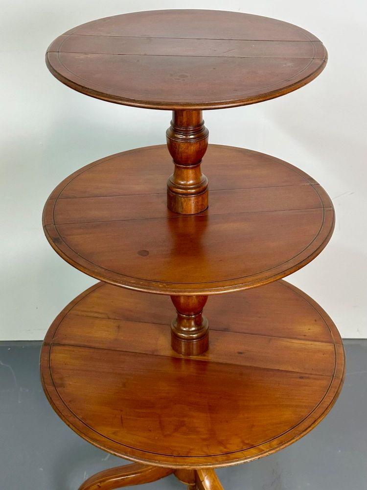 19th Century Mahogany Inlaid Three-Tier Dumbwaiter / Dessert Stand