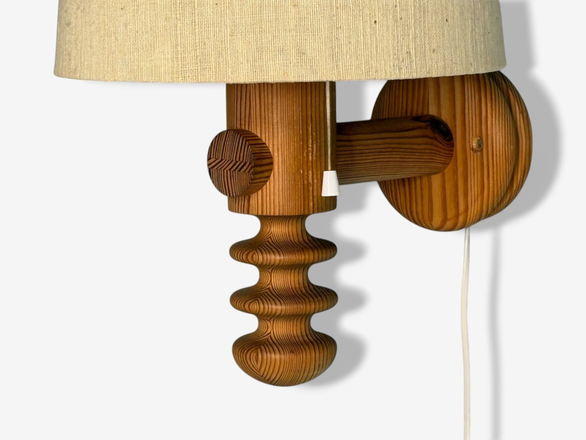 Uno Kristiansson, Swedish Modern, Pine, Fabric, Large Sconces, Sweden, 1970s