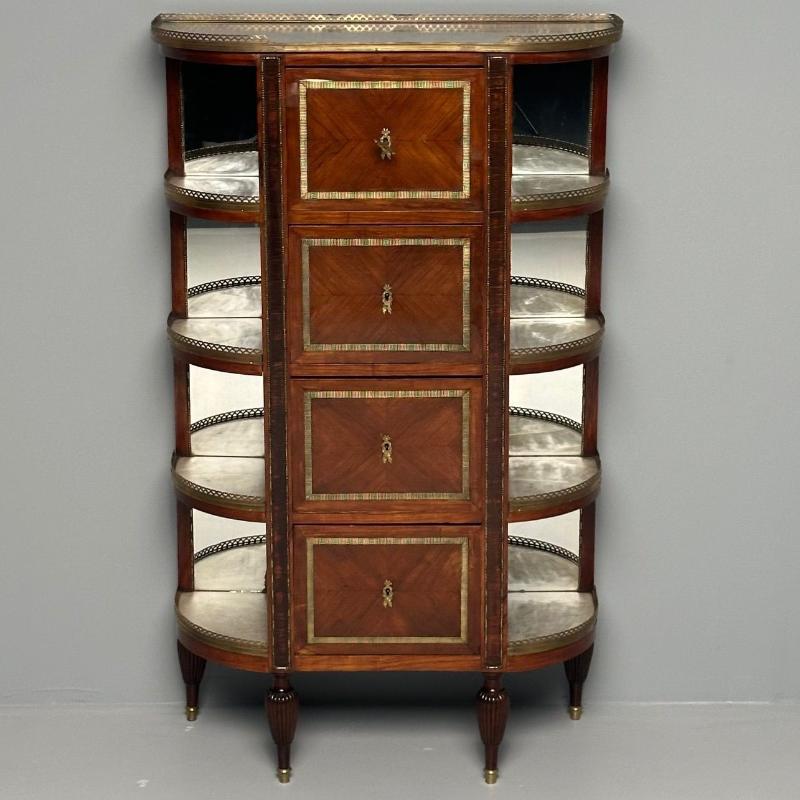 French Louis XVI Demilune Chest of Drawers, Vitrine / Showcase Cabinet