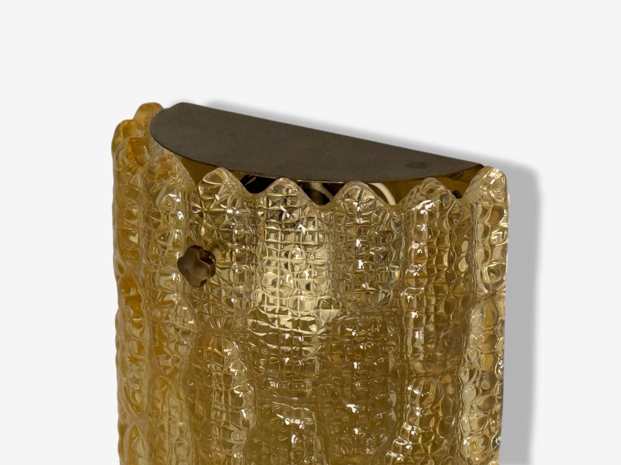 Orrefors, Swedish Modern, Brass, Glass, Wall Light, Sweden, 1960s