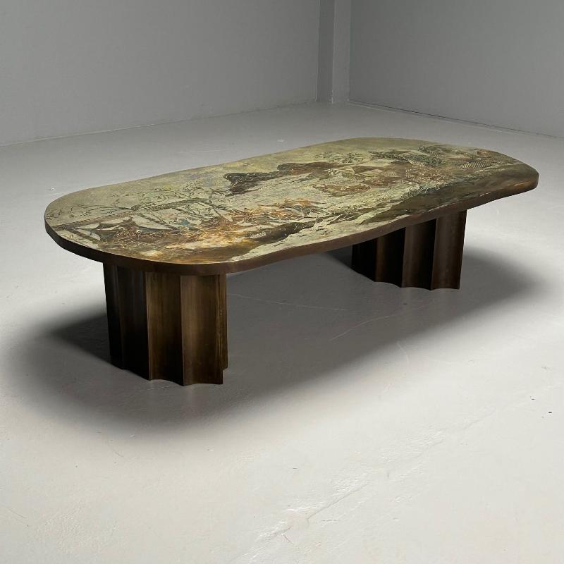 Philip and Kelvin LaVerne, Mid-Century, T'ang Marriage Coffee Table, Bronze