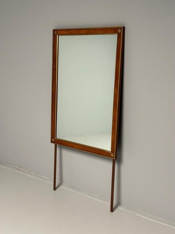 Walnut Bronze Mounted Hollywood Regency Wall or Dresser, Console Mirror