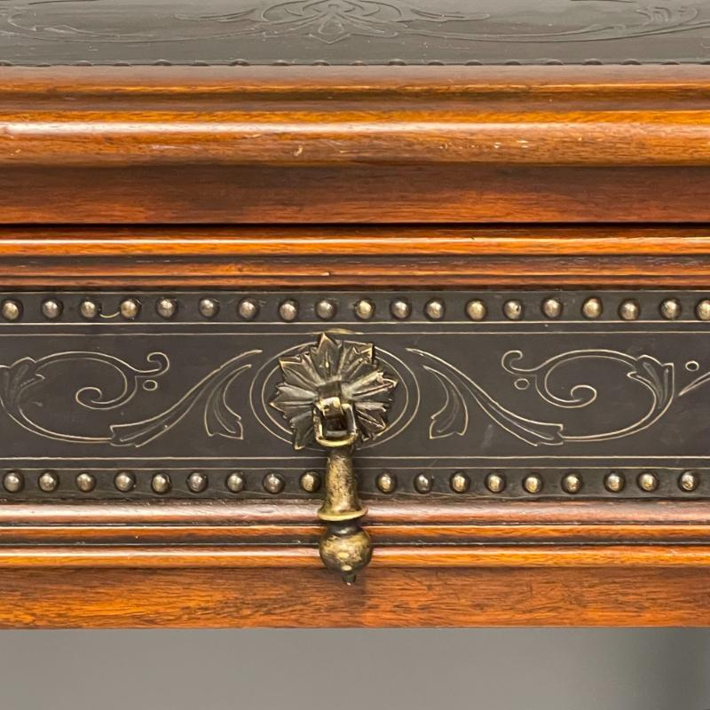 Baroque, Barley Twist Console, Turned Wood, Gray Etched Metal, USA, 2000s