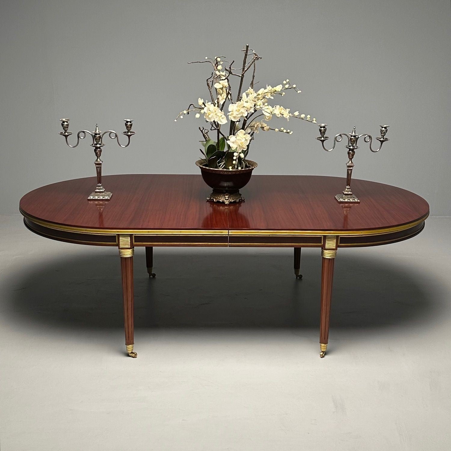 Monumental Louis XVI Hollywood Regency Dining Table, 15 Feet, Bronze Mounted
