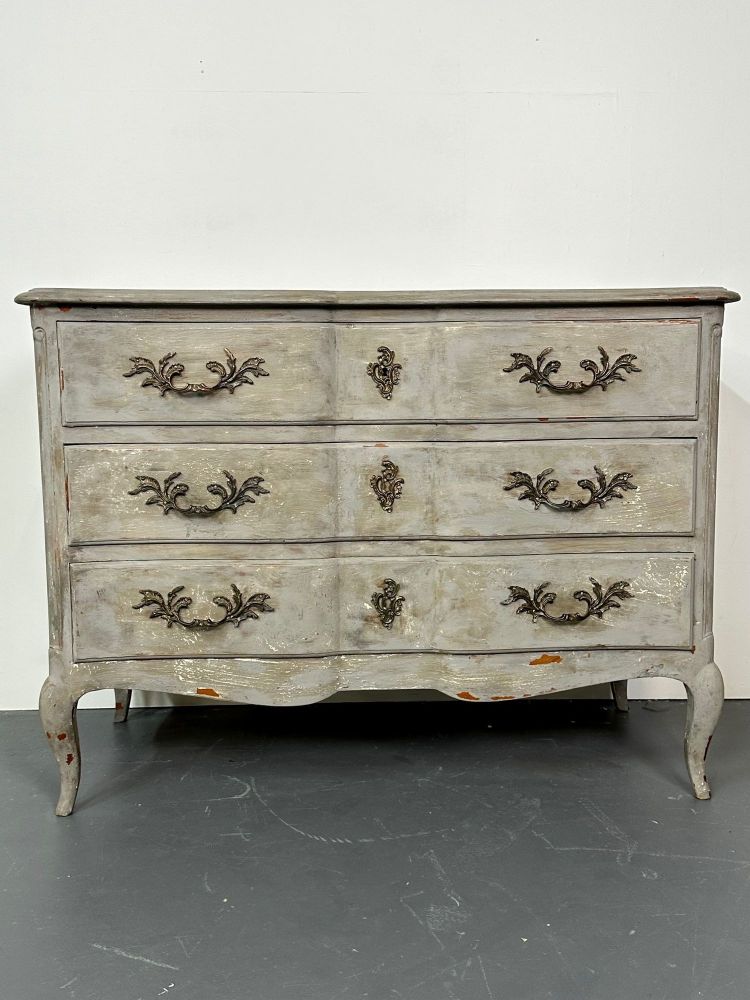 Provincial Gustavian Style Swedish Paint Decorated / Distressed Commode, Chest