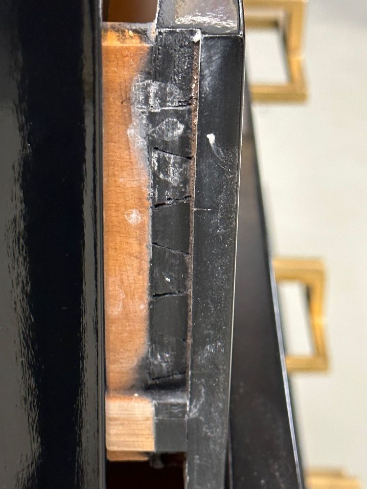 Mid-Century Modern American Designer Black Lacquer Cabinets / Nightstands, Brass