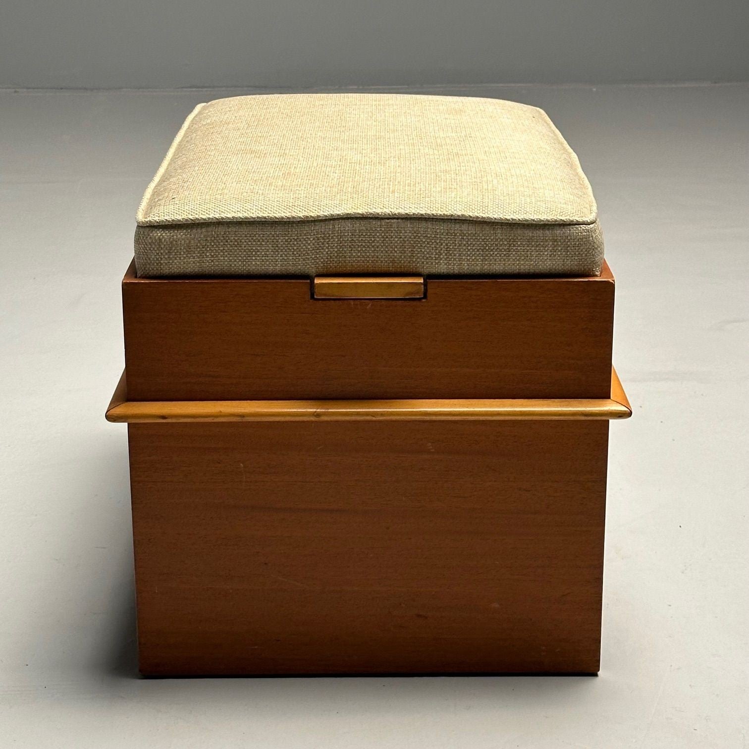 Paul Frankl, Johnson Furniture, Station Wagon Storage Bench, Rock Maple, Fabric, 1950s