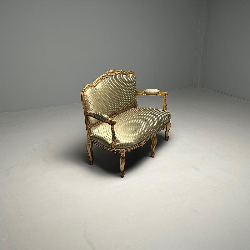 19th Century Settee / Canape, Durand, Louis XV, Giltwood, Scalamandre Upholstery
