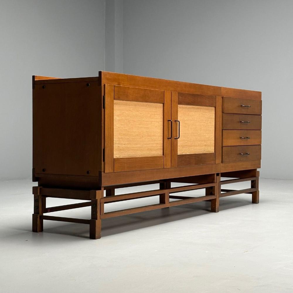Leonardo Fiori, Italian Mid-Century Modern, Sideboard, Wengé, Seagrass, 1950s