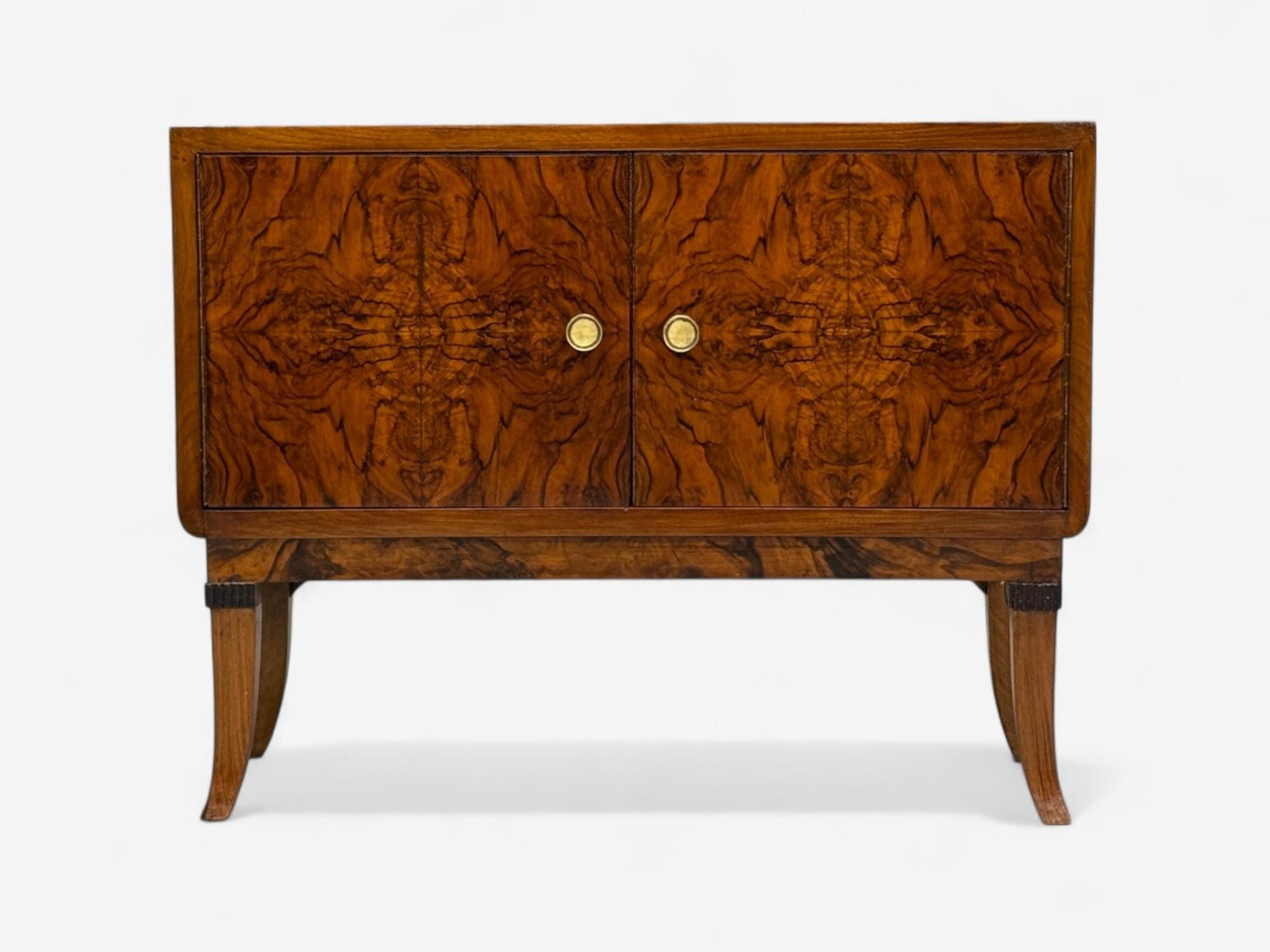 Emilio Lancia attr., Italian Modern, Walnut Root, Brass, Commode, Italy, 1930s