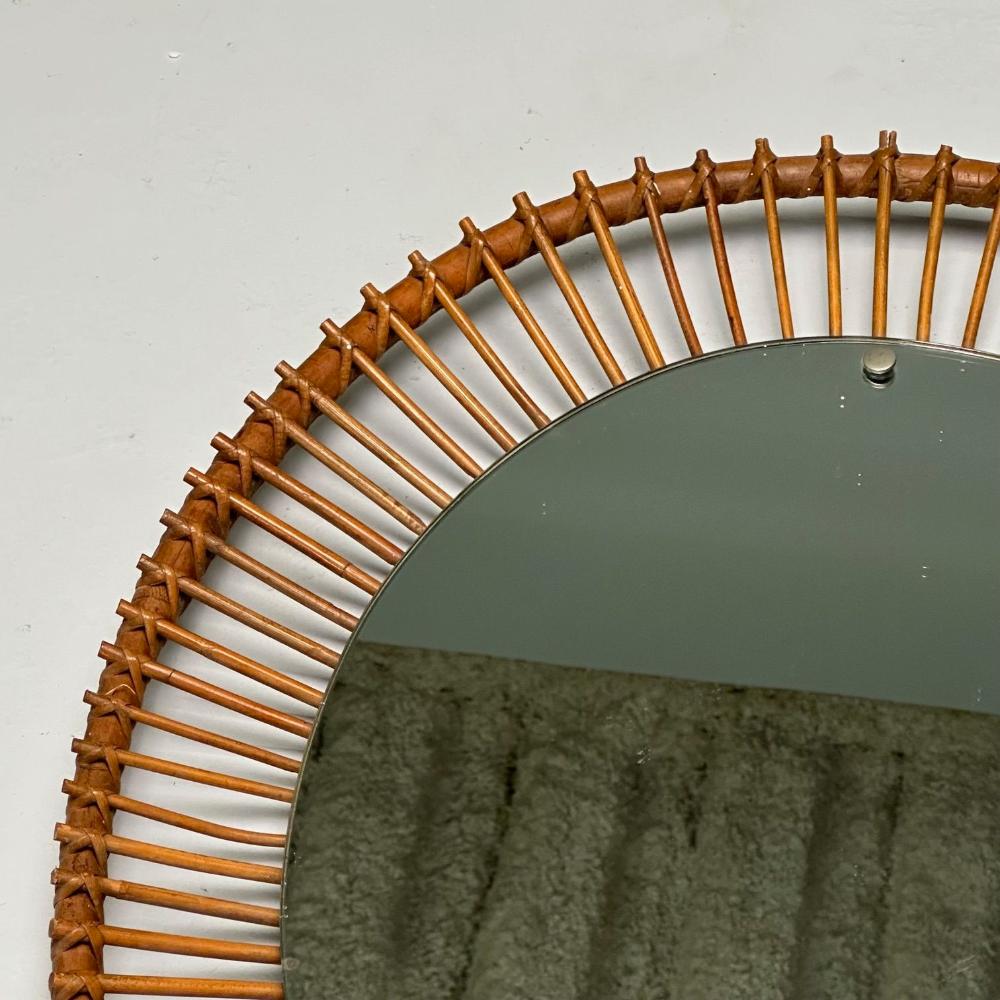 Italian Mid-Century Modern, Wall Mirror, Bamboo, Cane, Rattan, Italy, 1960s