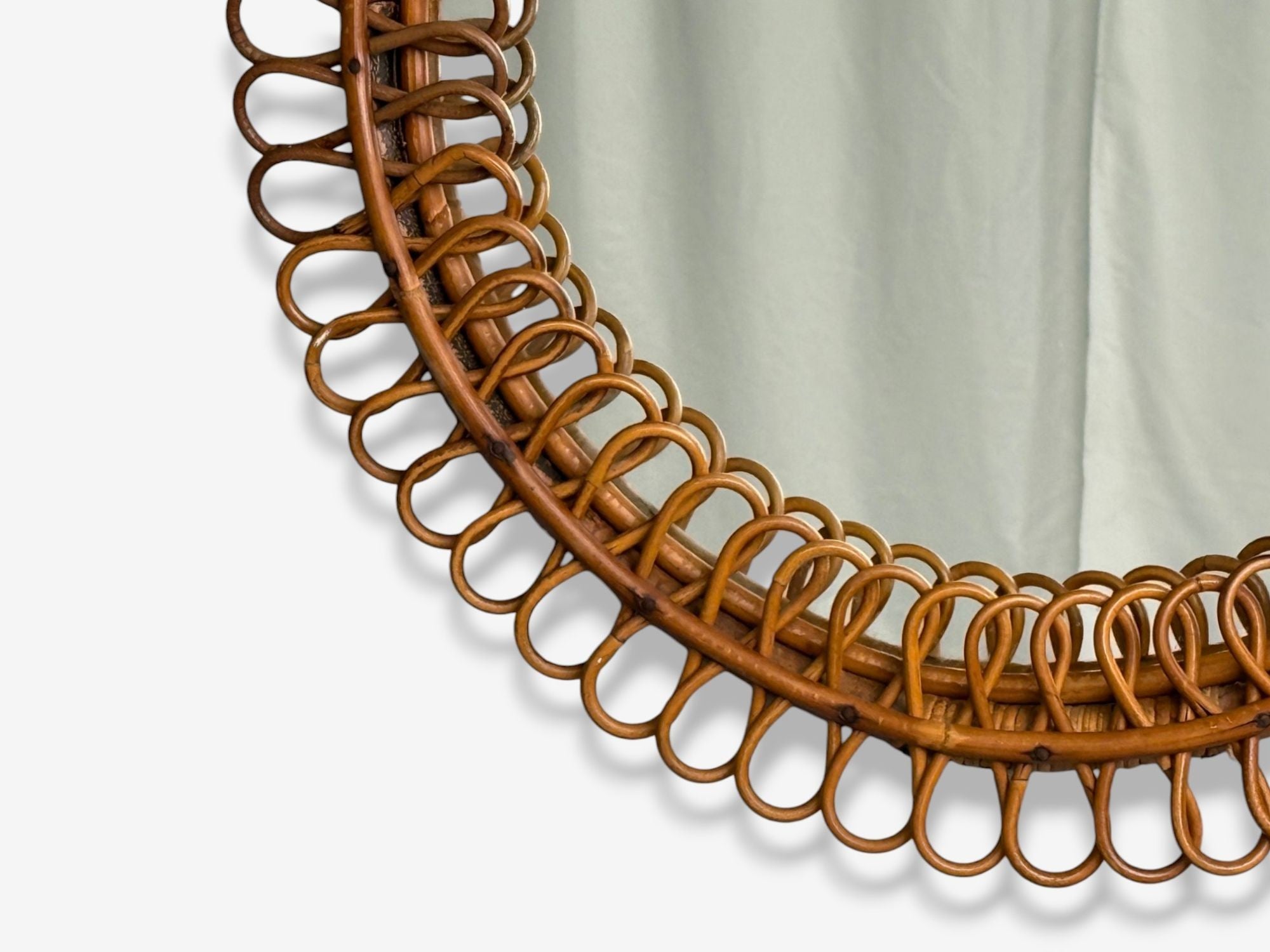 Franco Albini attr., Italian Modern, Bamboo, Cane, Wall Mirror, Italy, 1950s