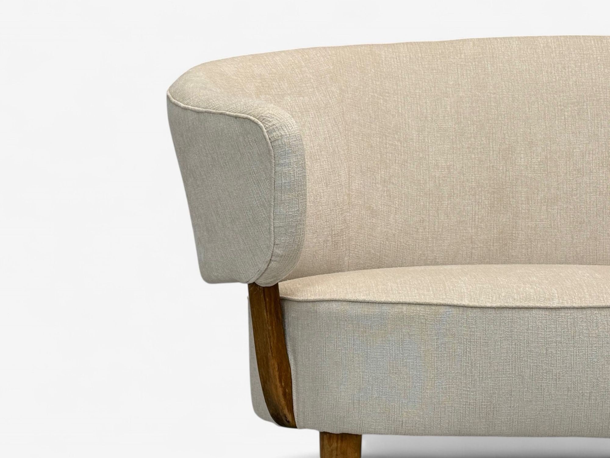 Aage Sattrup, Beech, Fabric, Rare Floating Sofa, Denmark, 1950s