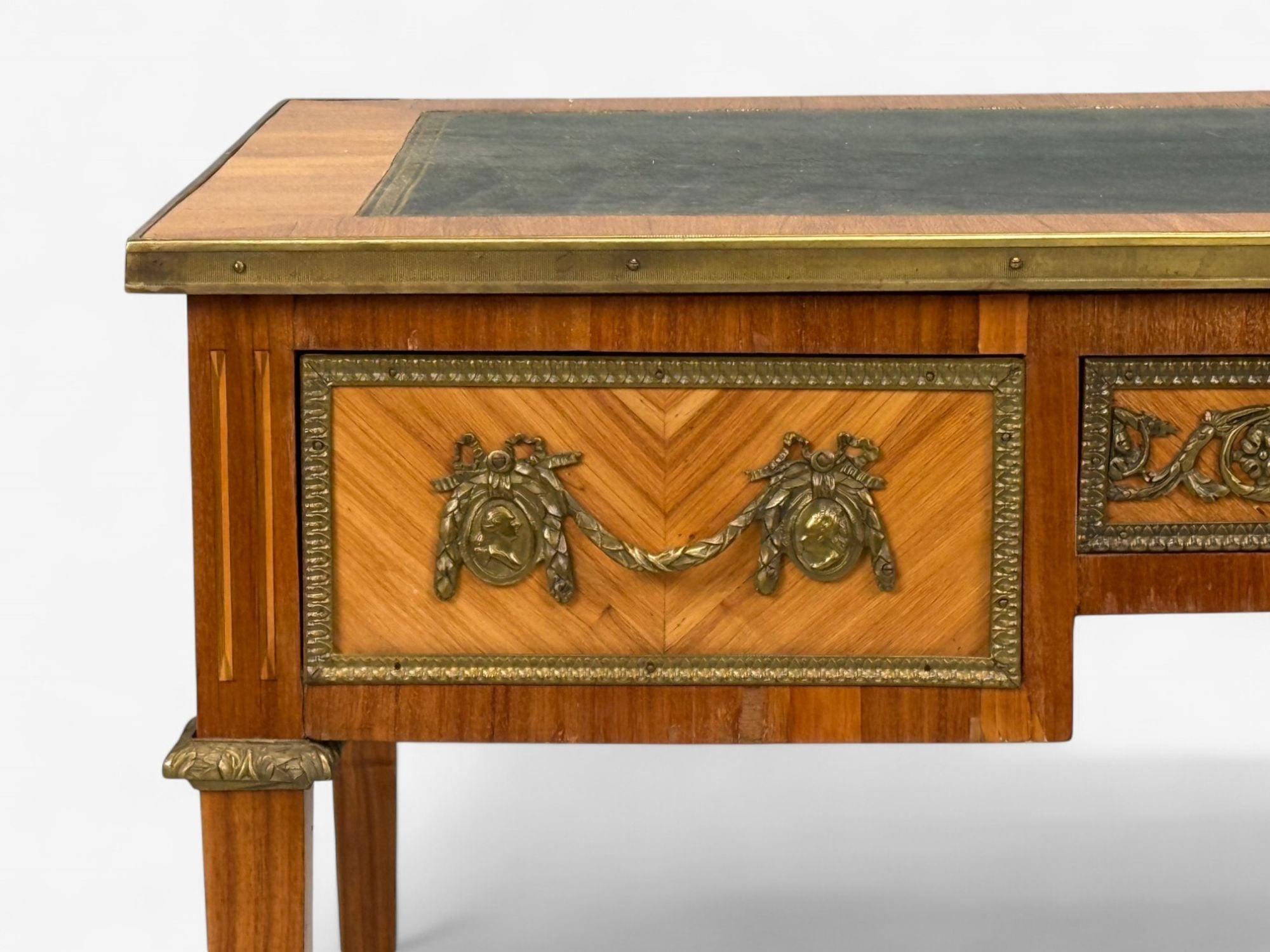 Louis XVI Style, Marquetry, Leather, Writing Desk, France, 19th.