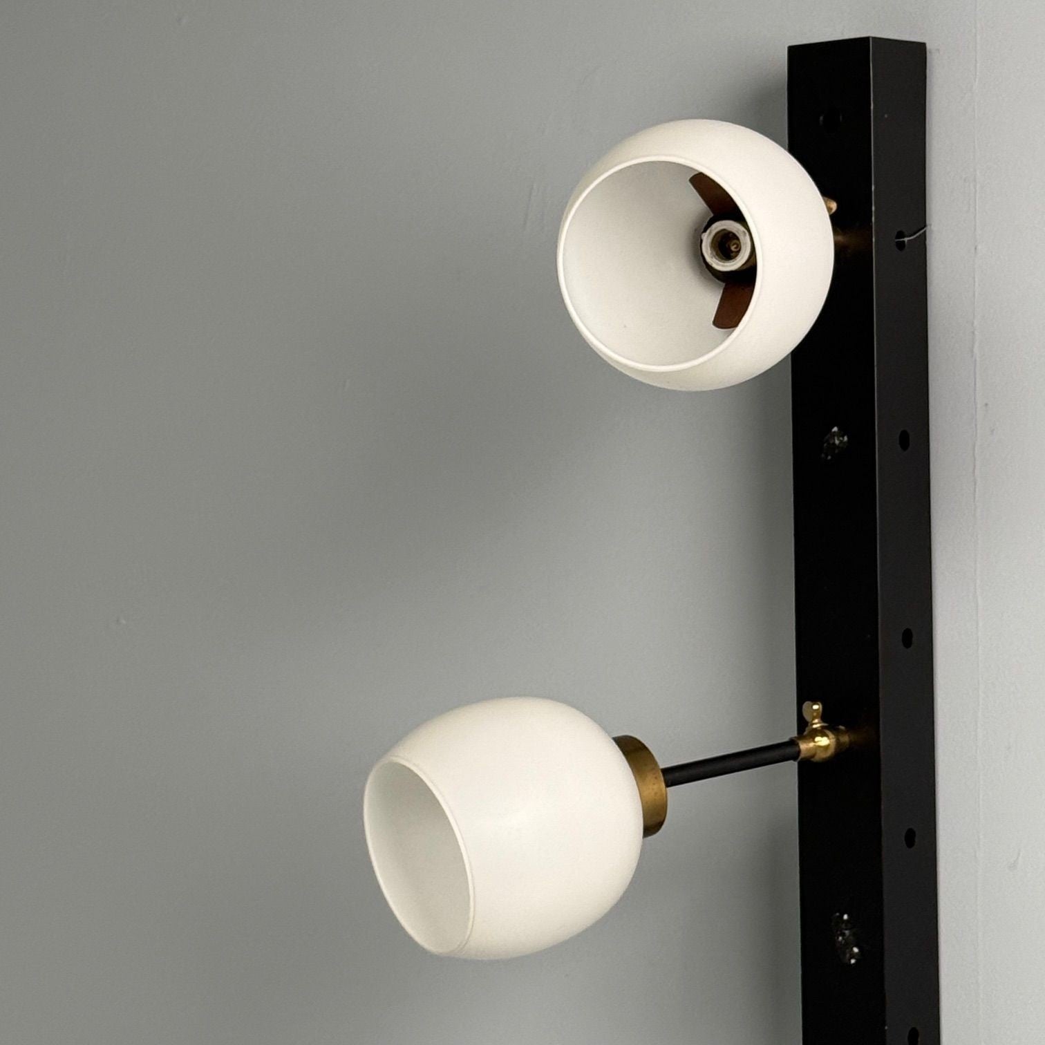 Italian Mid-Century Modern, Three Light Wall Sconce, Painted Metal, Glass, 1950s