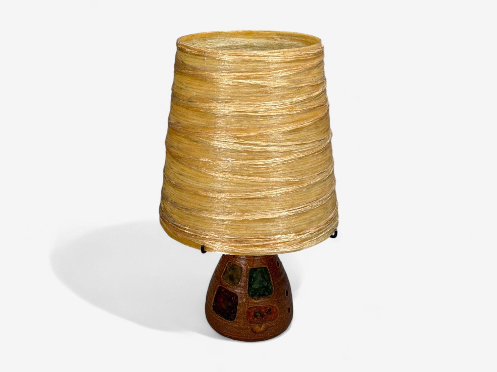 Accolay, Ceramic, Stained Glass, Spun Resin, Table Lamp, France, 1960s