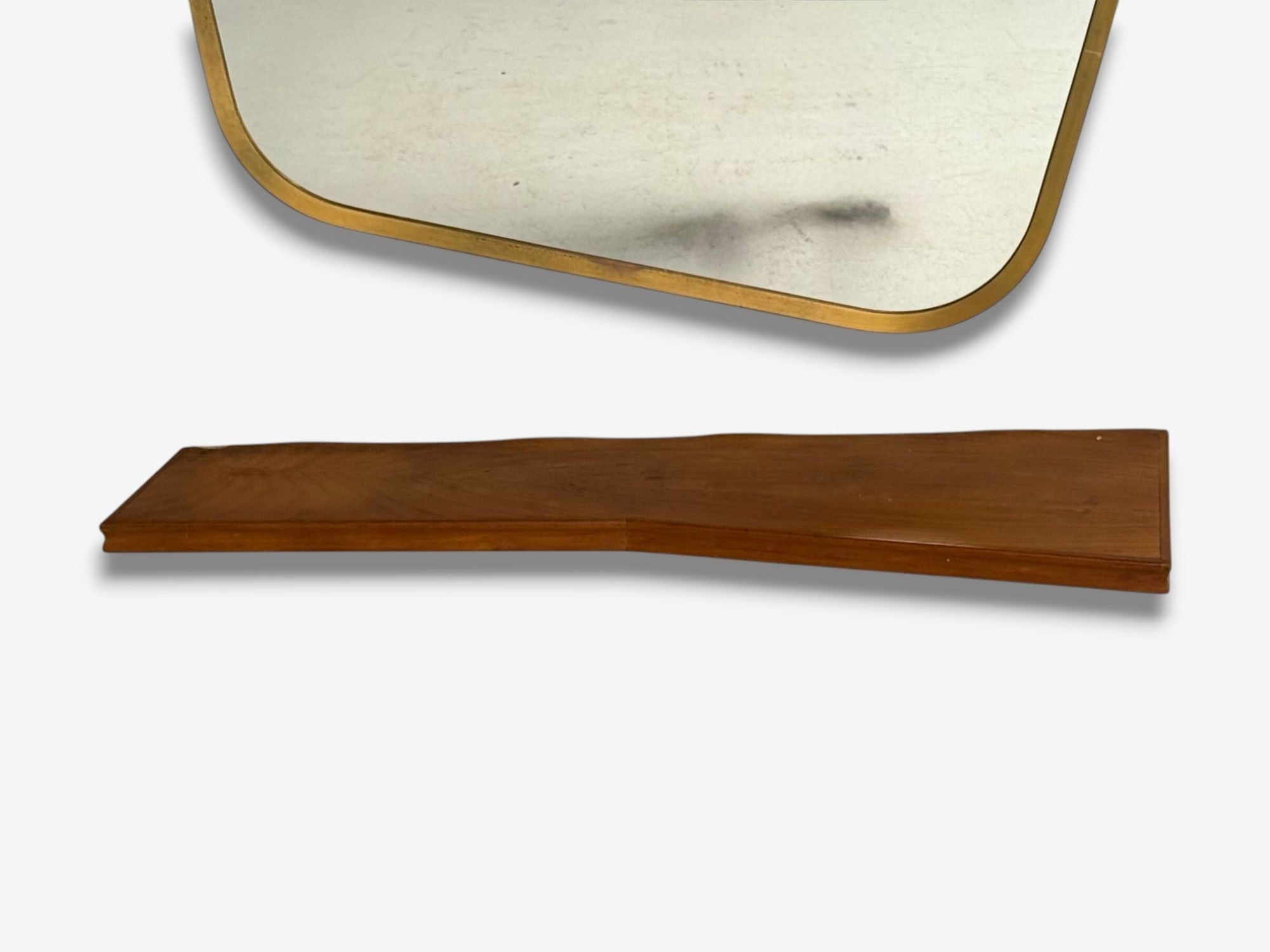 Italian Modern, Cherrywood, Glass, Console with Mirror, Italy, 1950s
