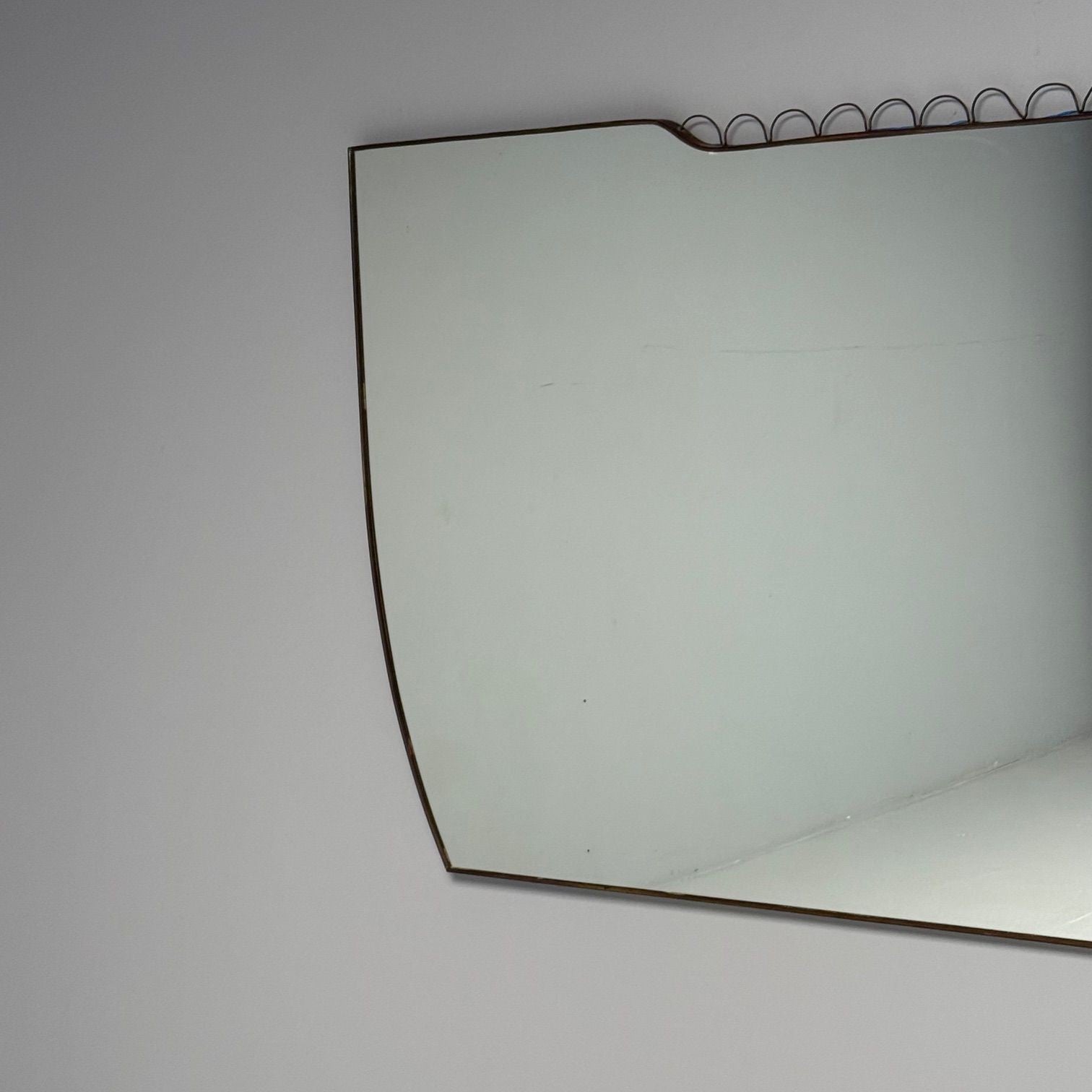 Gio Ponti Attr, Italian Mid-Century Modern, Monumental Wall Mirror, Brass, 1950s