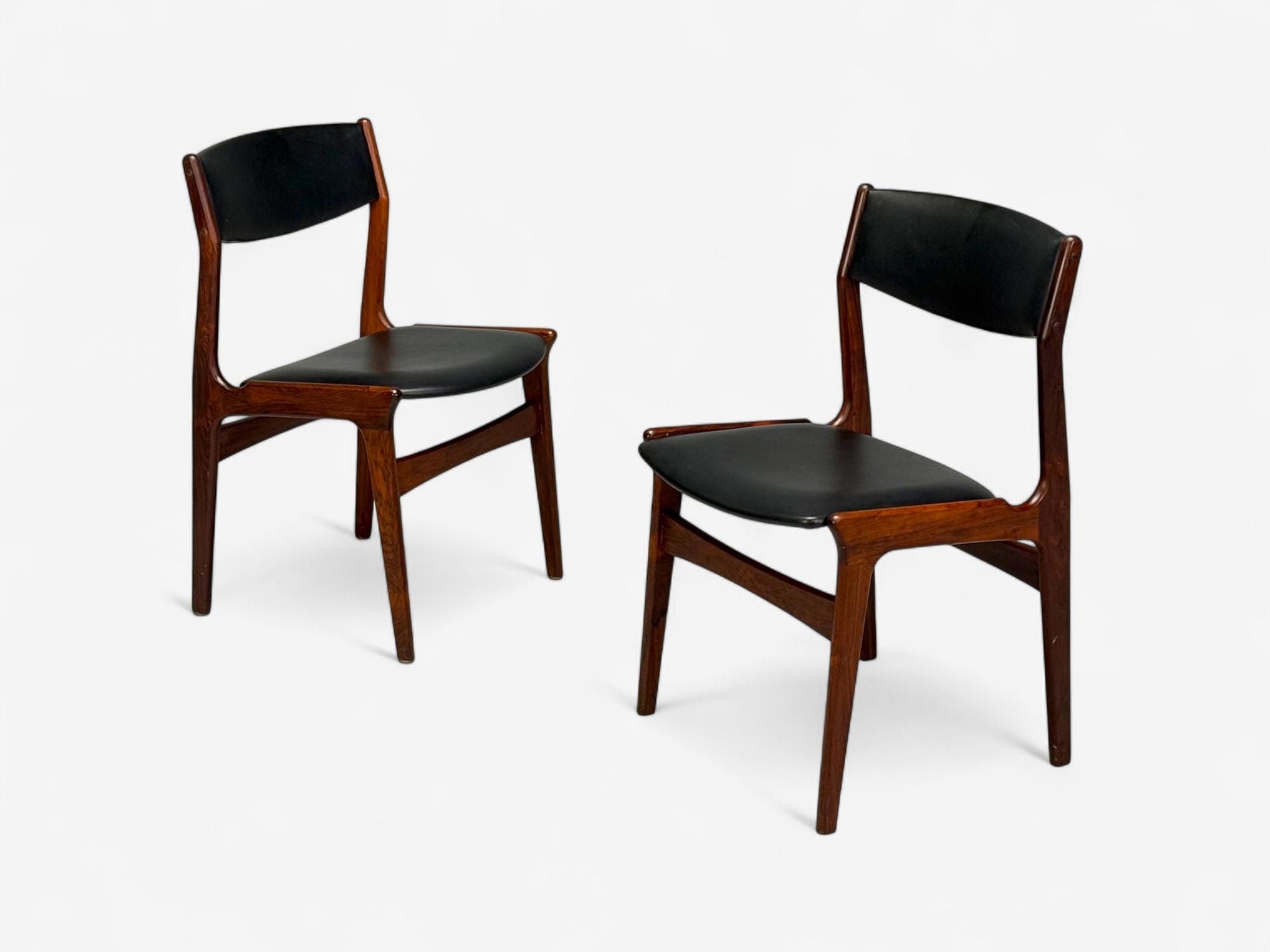Danish Modern, Rosewood, Leatherette, Dining Chairs, Denmark, 1950s