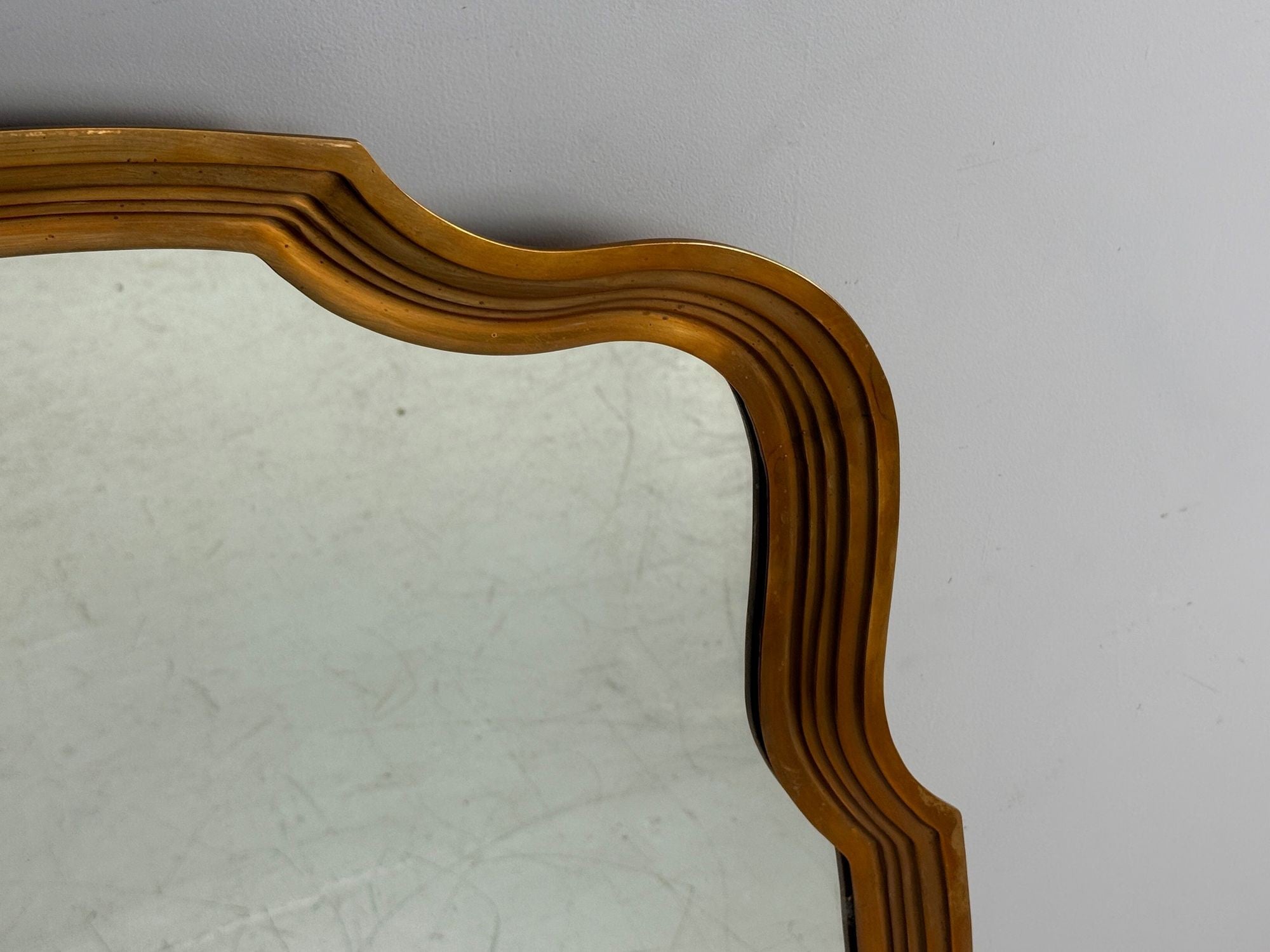 Hollywood Regency Style, Bronze, Scalloped Wall Mirror, USA, 1950s