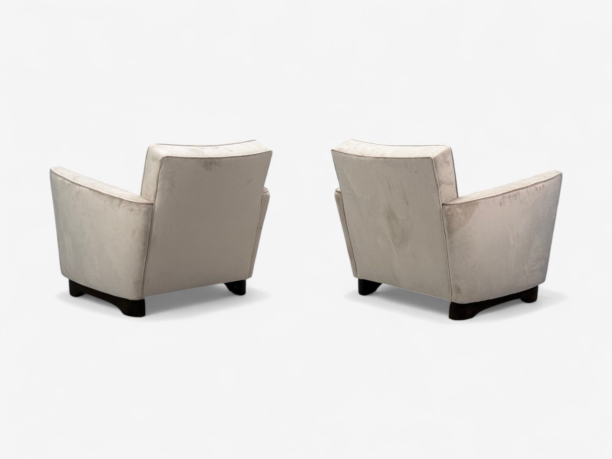 Slagelse Mobelfabrik, Beige Velvet, Beech, Lounge Chairs, Denmark, 1940s