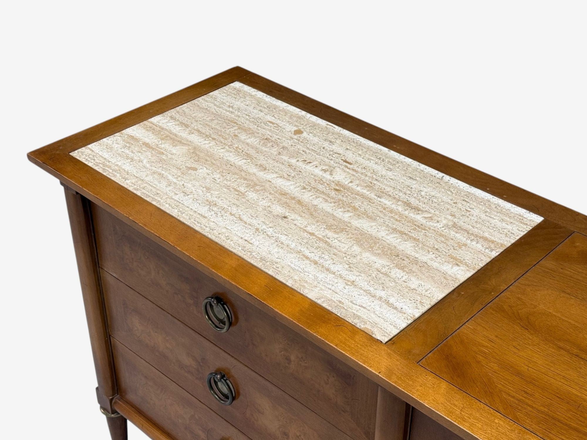 American of Martinsville, Walnut, Travertine, Sideboard, USA, 1960s