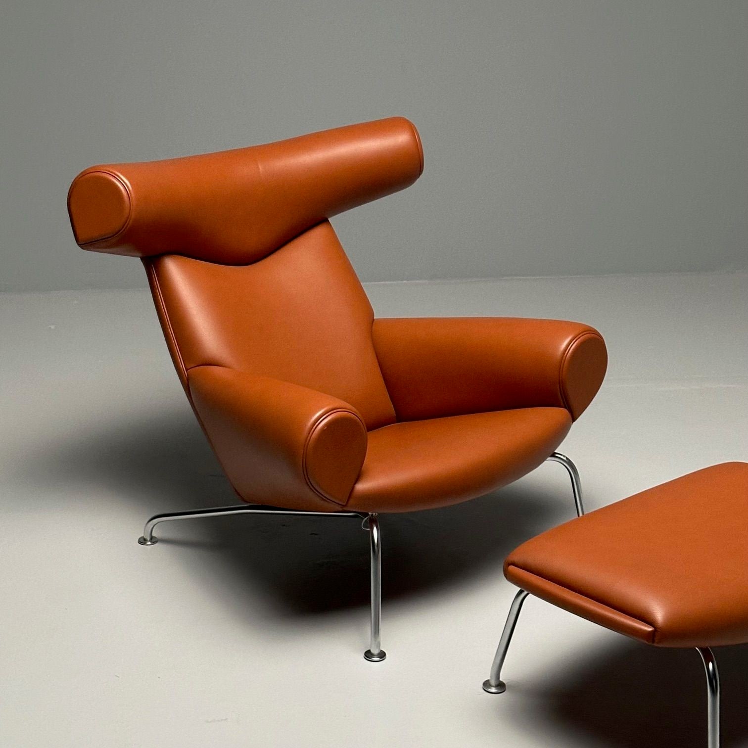 Danish Mid-Century Modern Ox Lounge Chair and Ottoman by Hans Wegner, Jørgensen