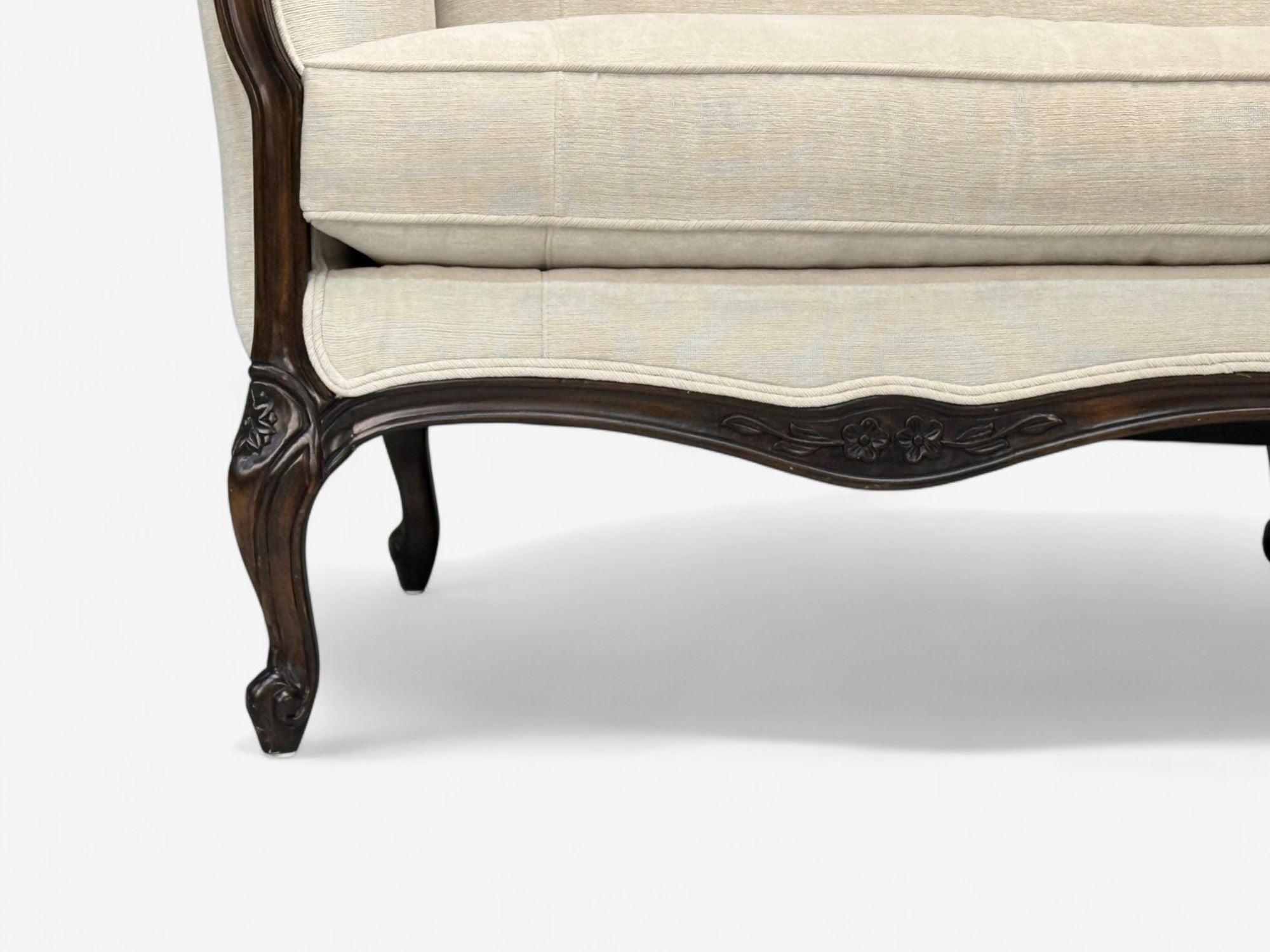 Louis XV Style, Mahogany, Beige Fabric, Sofa, France, 20th C.
