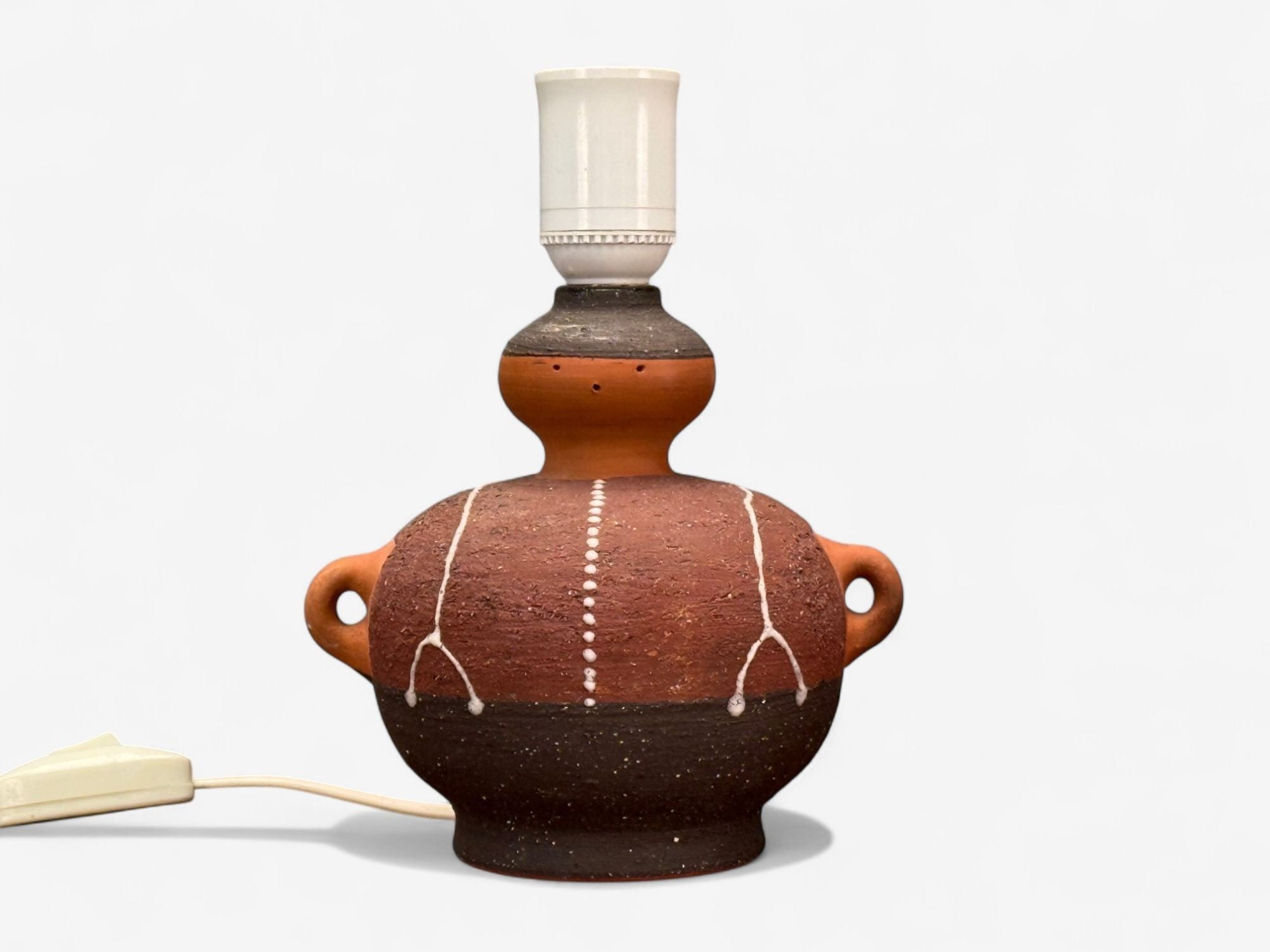 Thomas Hellström, Swedish Modern, Ceramic, Fabric, Table Lamp, Sweden, 1970s