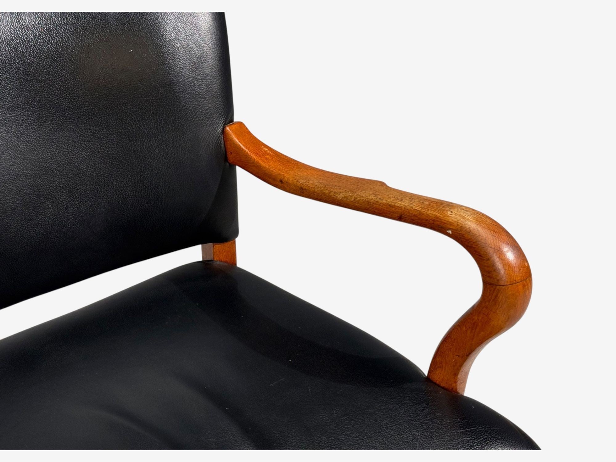 Danish Modern, Armchairs, Black Leather, Bentwood, Denmark, 1960s