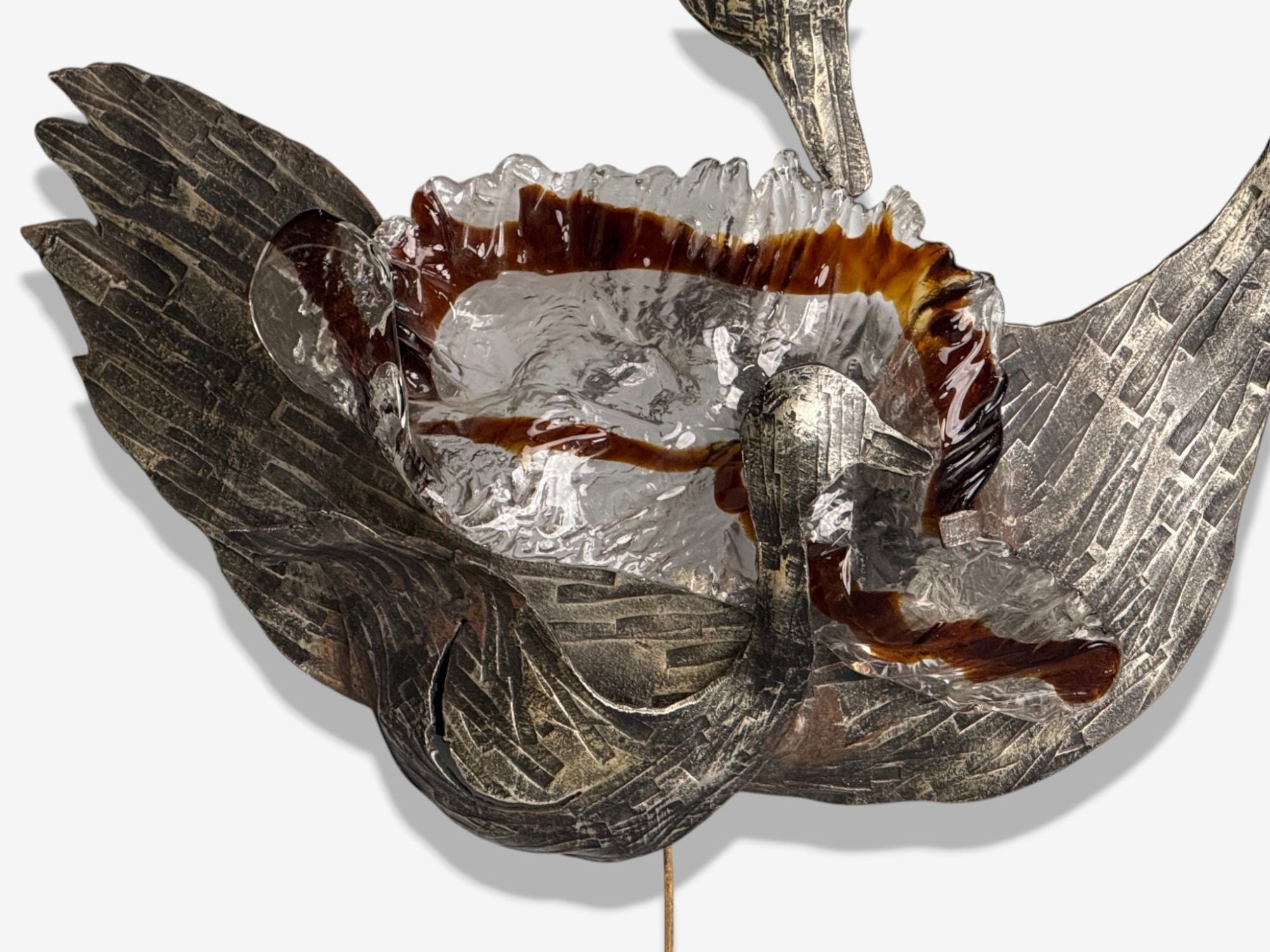 Italian Modern, Patinated Metal, Art Glass, Large Wall Sconce, Italy, 1960s