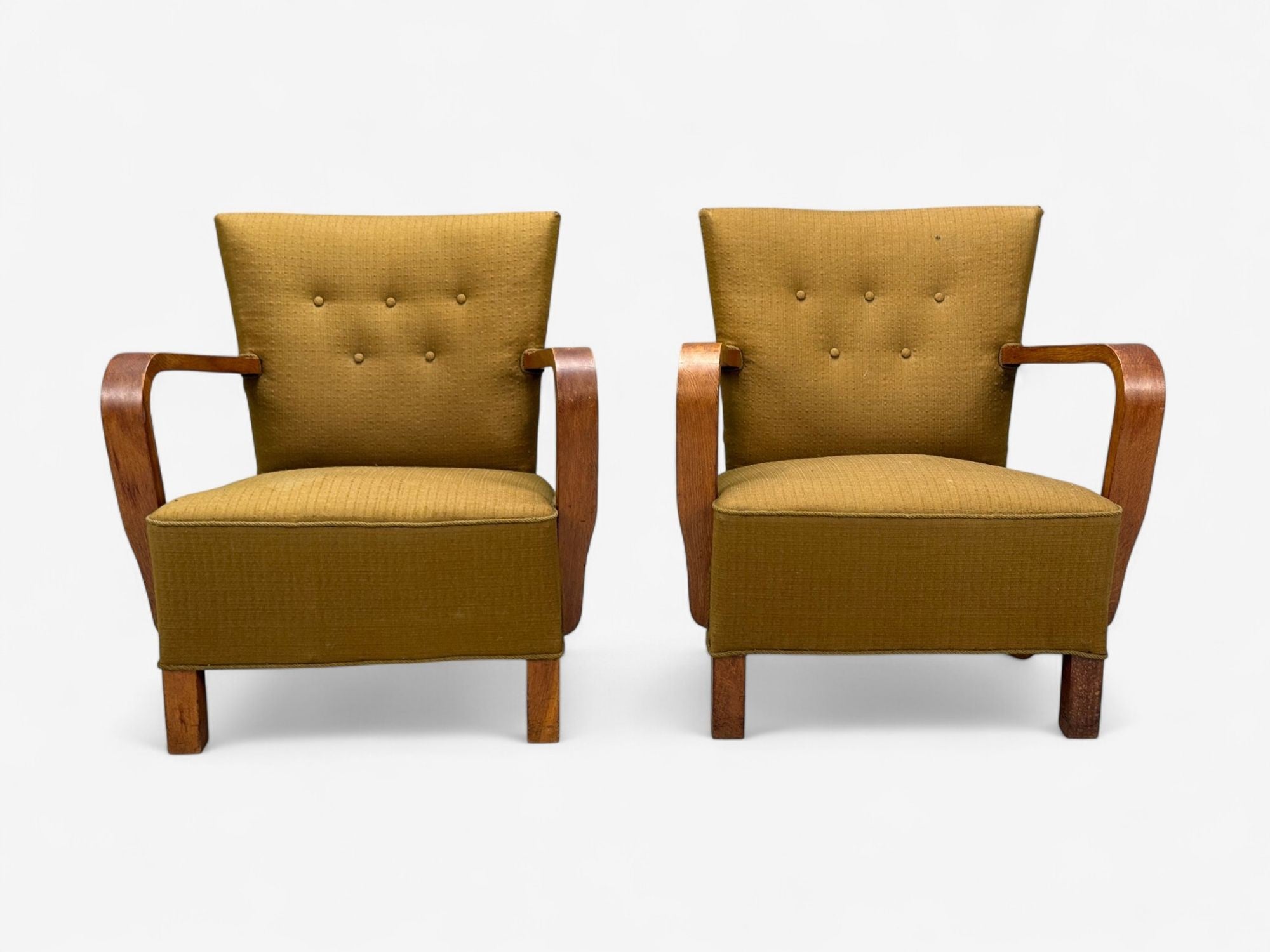 Danish Modern, Bentwood, Fabric, Lounge Chairs, Denmark, 1930s