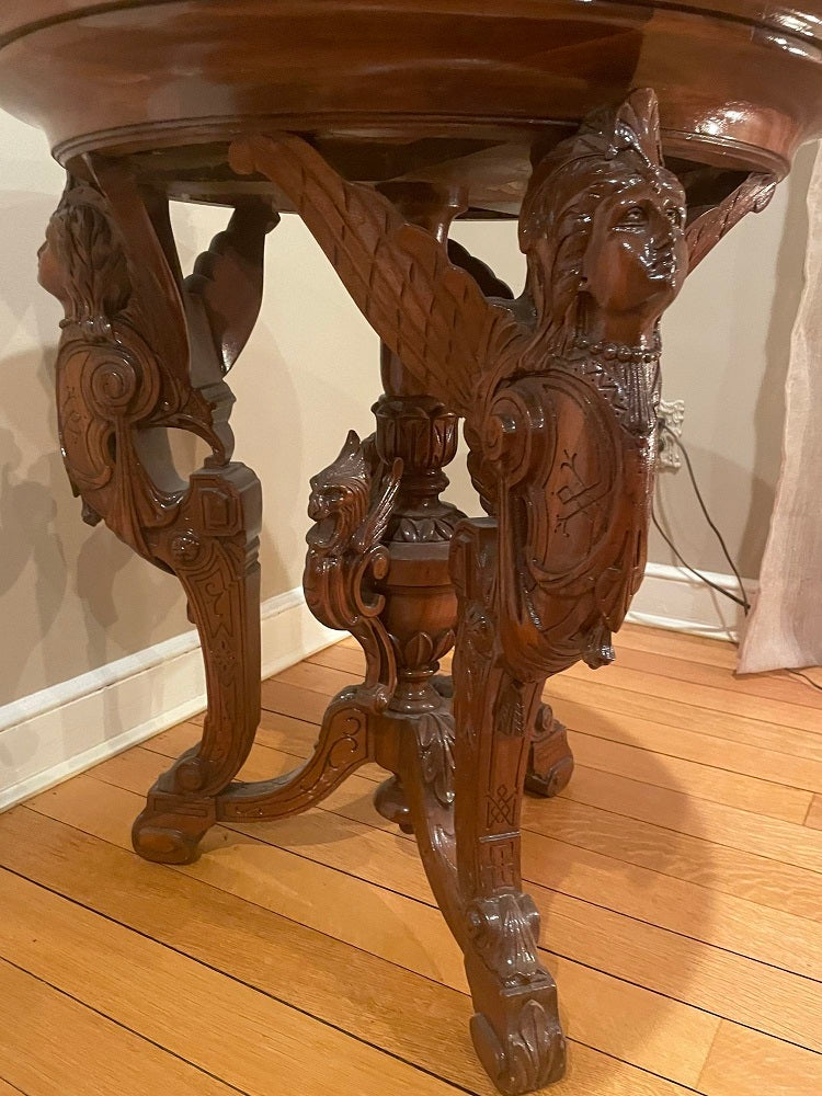 Pair R. J. Horner End Tables, Side or Pedestal Tables, Carved, Inlaid, Rare