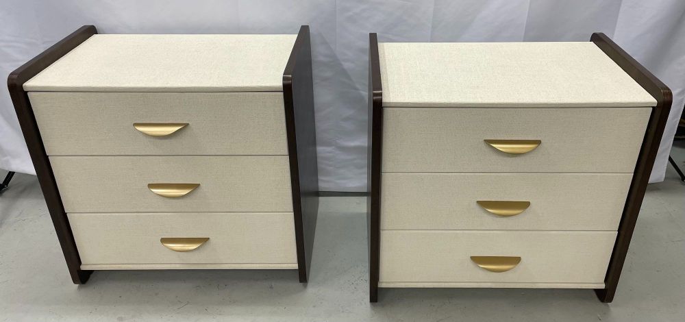 Pair of Modern Linen Chest, Nightstands, Dressers, Walnut, Custom American