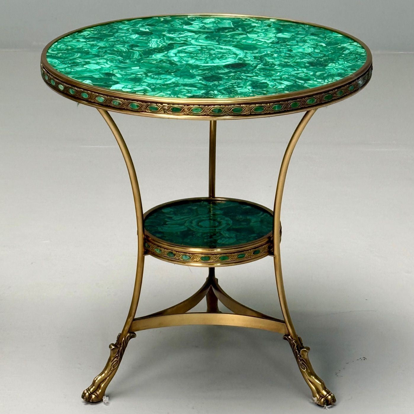 Louis XVI Style, Jeweled Gueridons, Malachite, Bronze, France, 20th C.