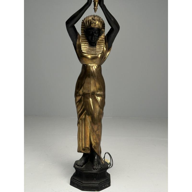 Regency, Floor Lamp, Egyptian Motif, Gilt Metal, Bronze, 1990s