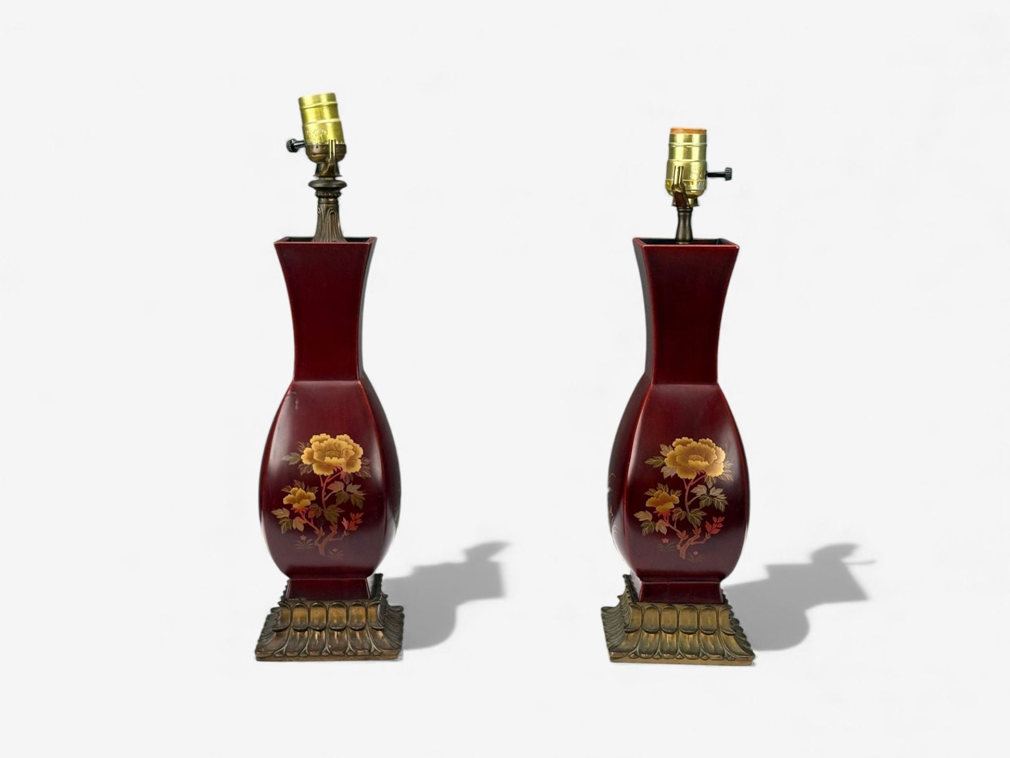 Japanese, Copper, Lacquered Metal, Brass, Maruni Vase Table Lamps, Japan, 1960s