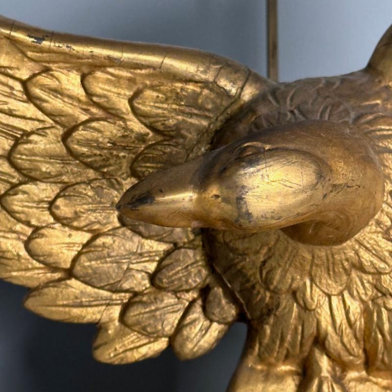 Regency, Circular Convex Wall Mirror, Giltwood, Eagle Motif, USA, 1950s