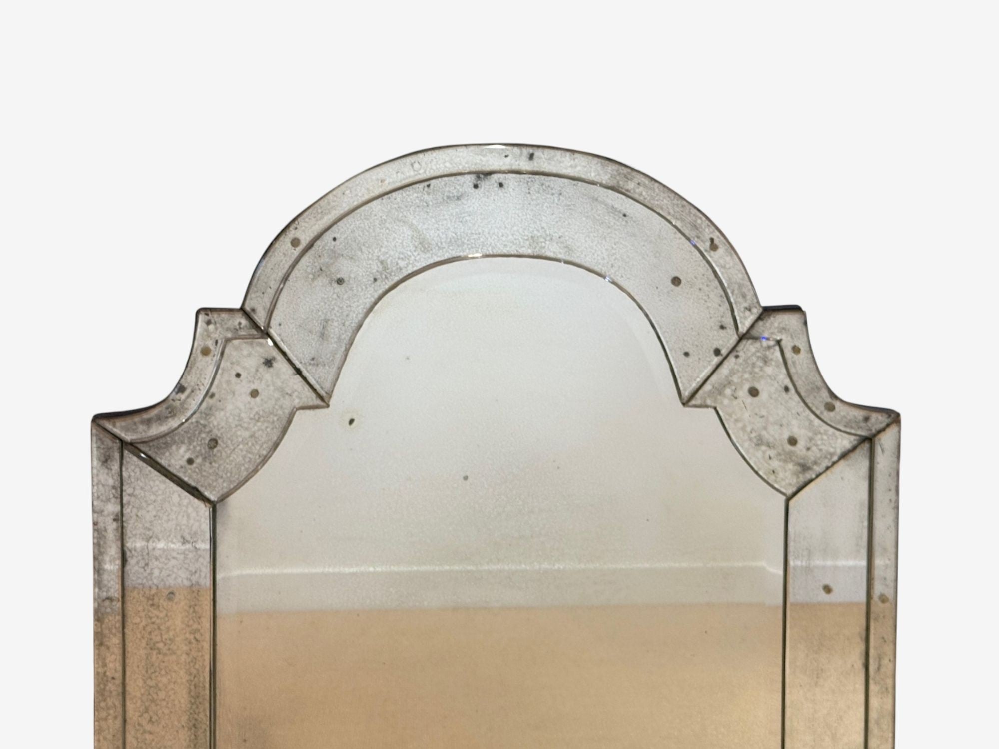 Queen Anne Style, Venetian Wall Mirrors, Antiqued Beveled Glass, Dome Top