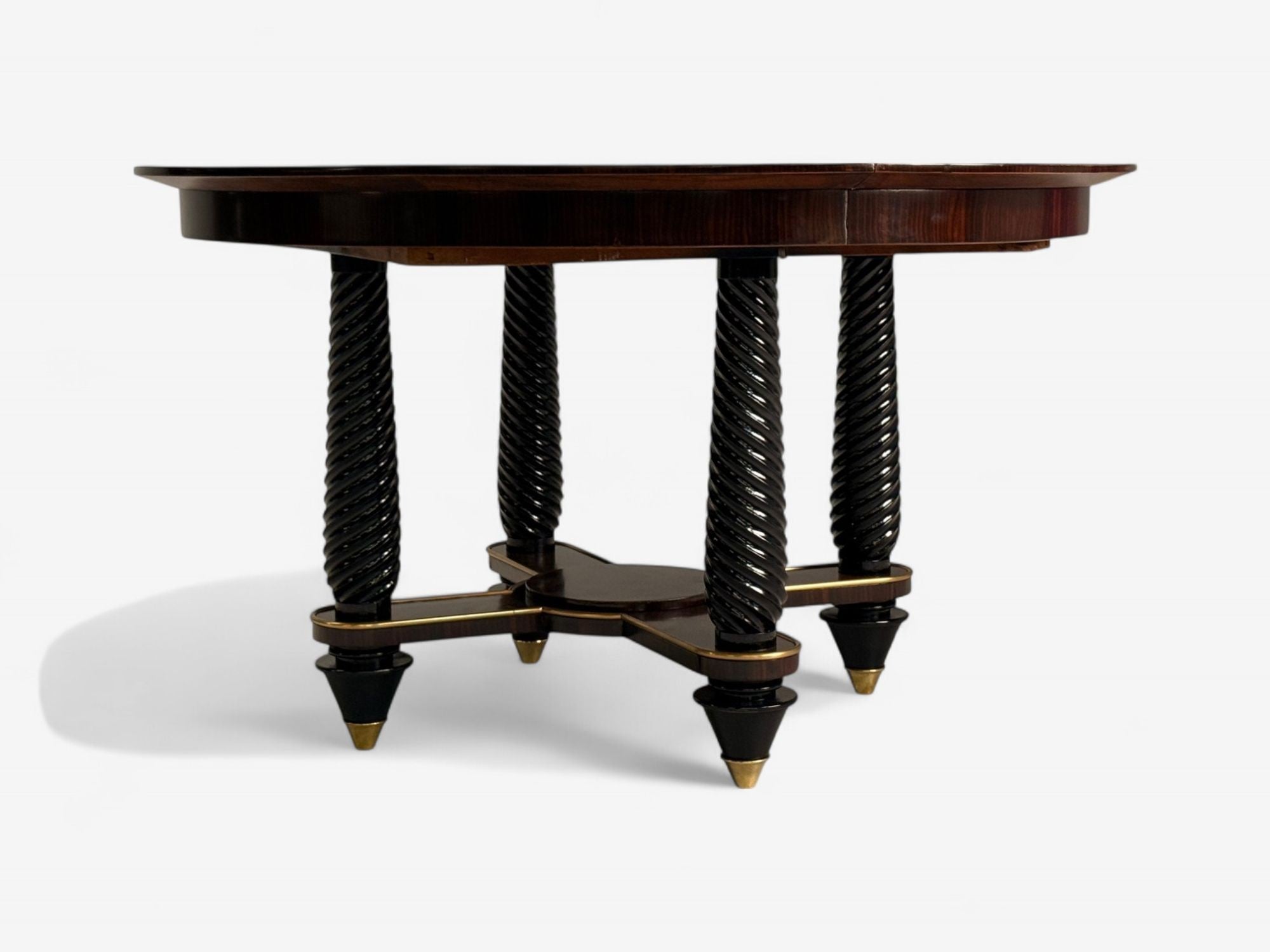 Regency, Macassar, Ebony, Brass Inlay, Center Table, France, 1970s