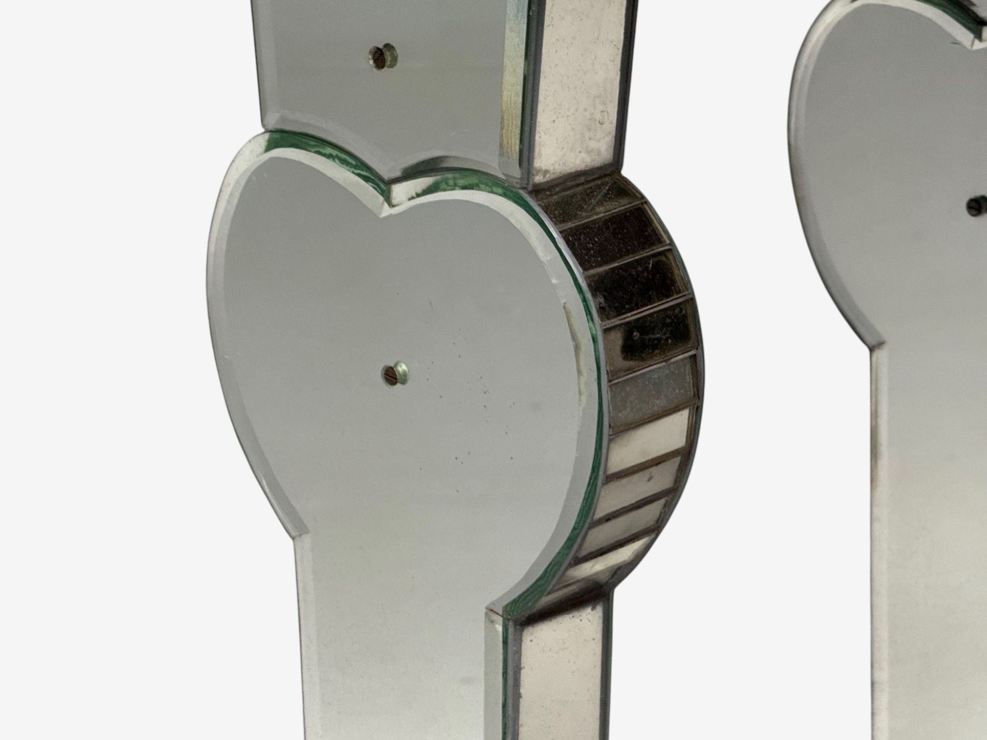 French Art Deco Style, Antique Glass, Painted Wood, Mirrored Console Tables