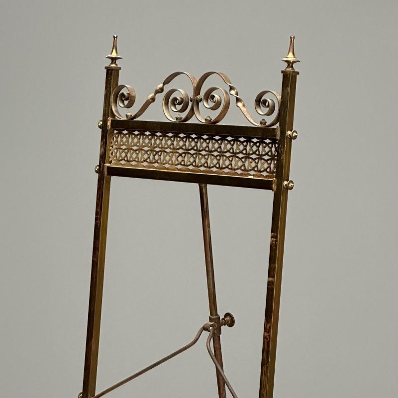 French Neoclassical, Antique Standing Easel, Bronze, France, 1940s