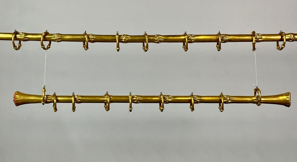 Set Two Custom Hollywood Regency Curtain Rods by Joseph Biuno, Handmade, 23Kt