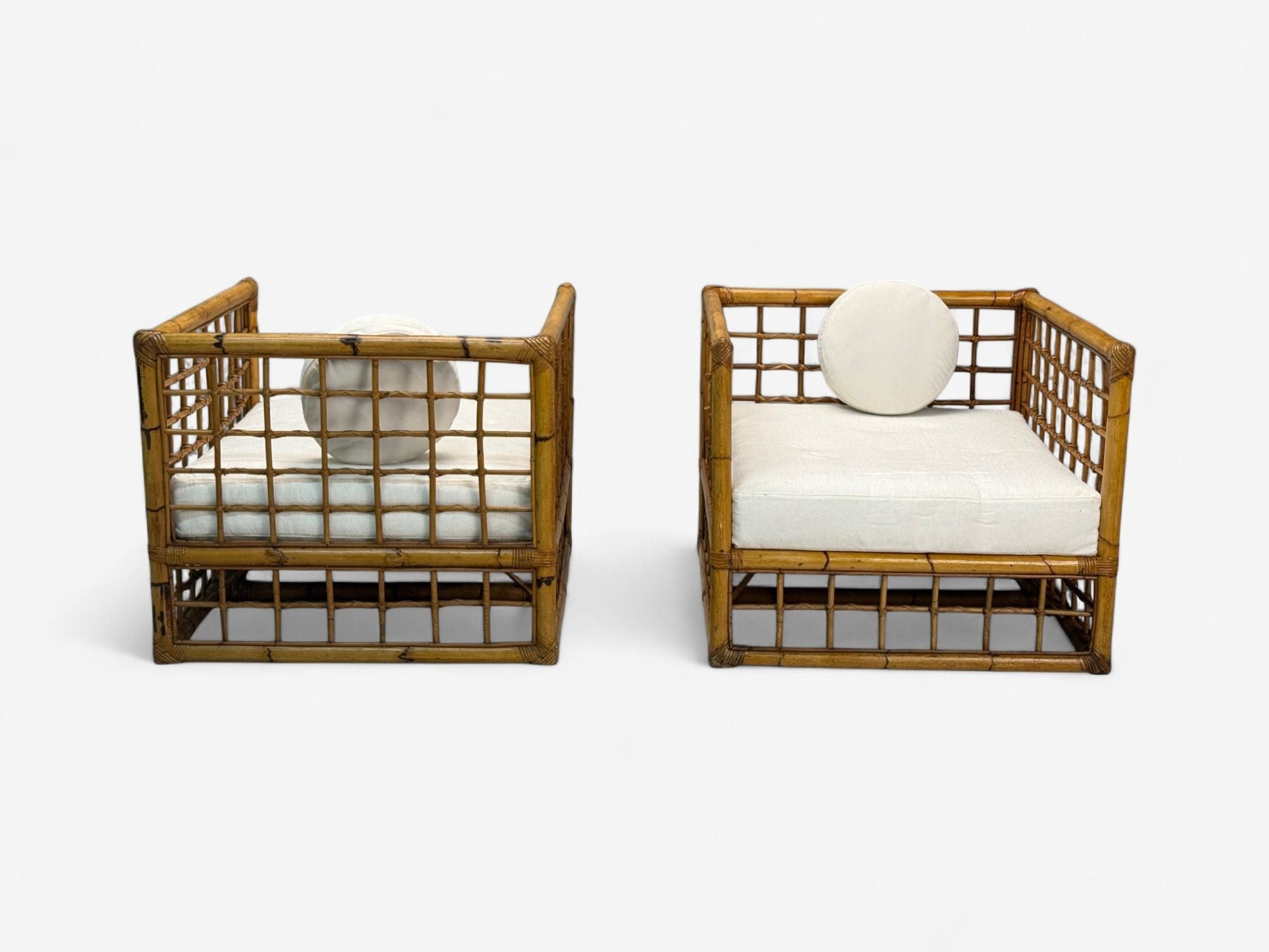 Vivai Del Sud, Italian Modern, Rattan, Bamboo, Lounge Chairs, Italy, 1970s