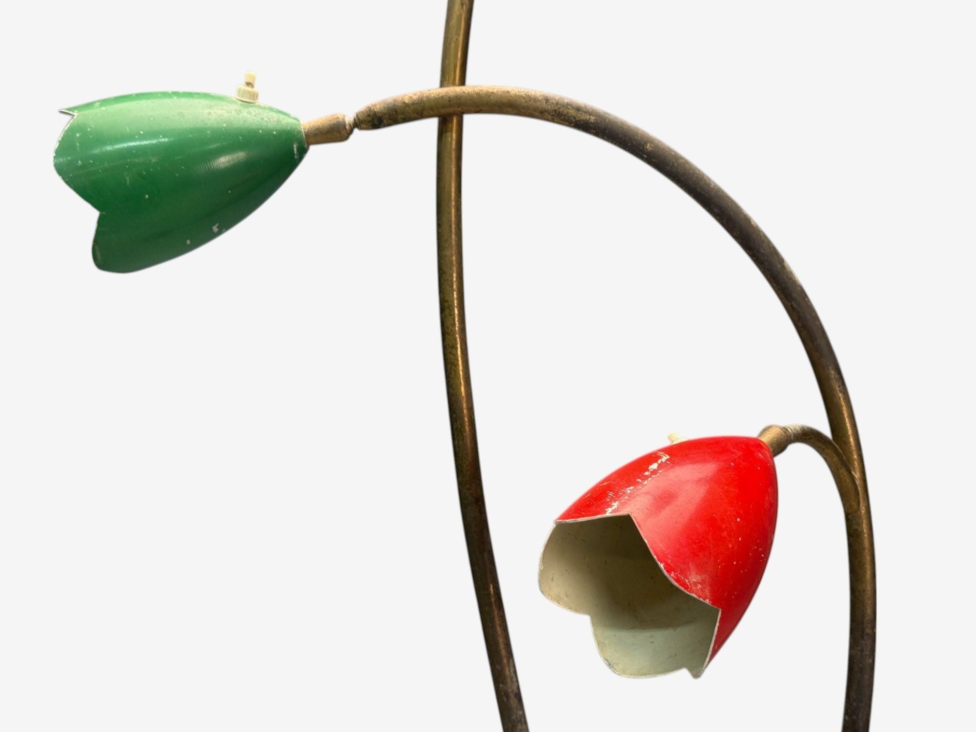 Italian Modern, Painted Enamel, Brass, Marble, Floor Lamp, Italy, 1940s