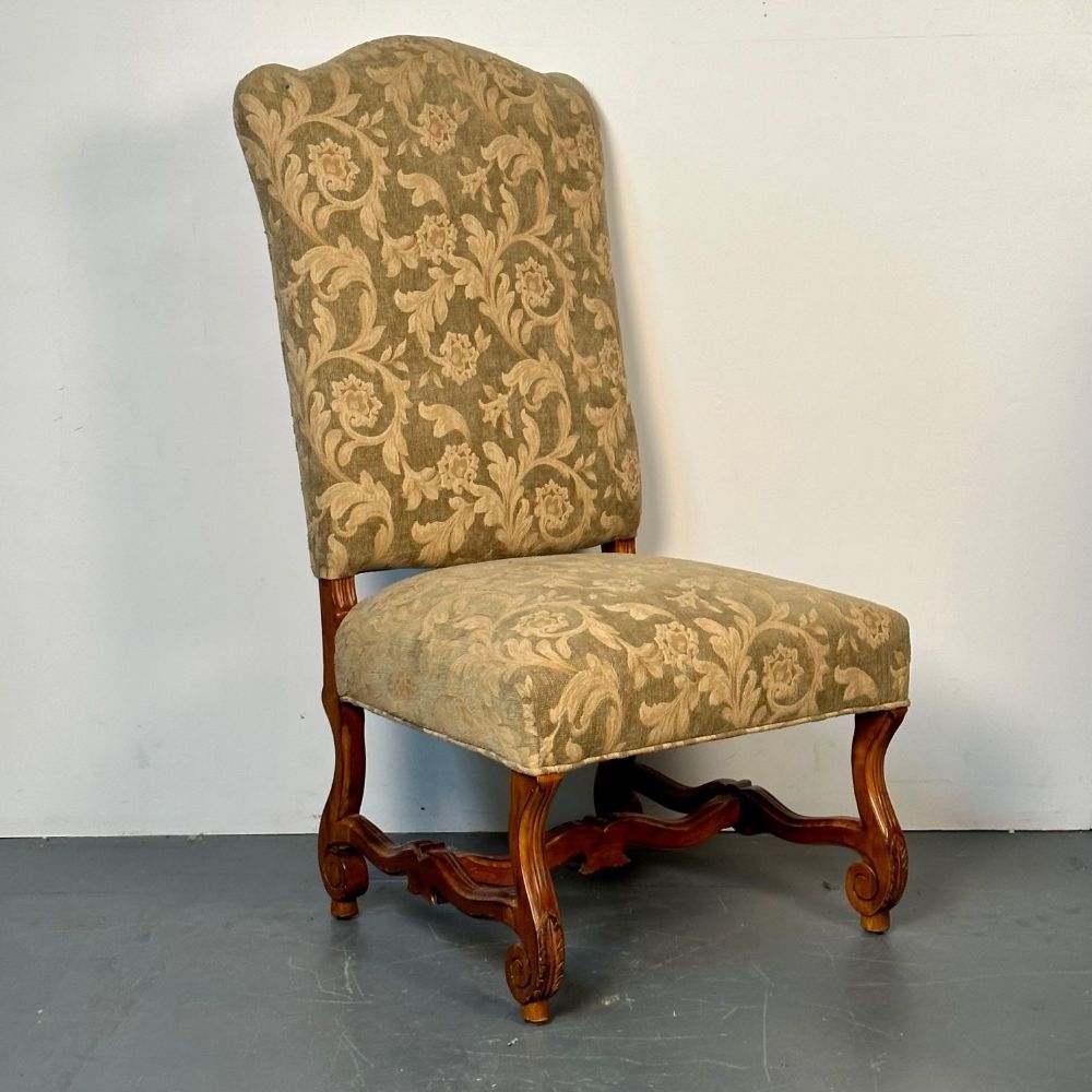 Pair of Jacobean Throne Chairs, King and Queen, Fine Fabric