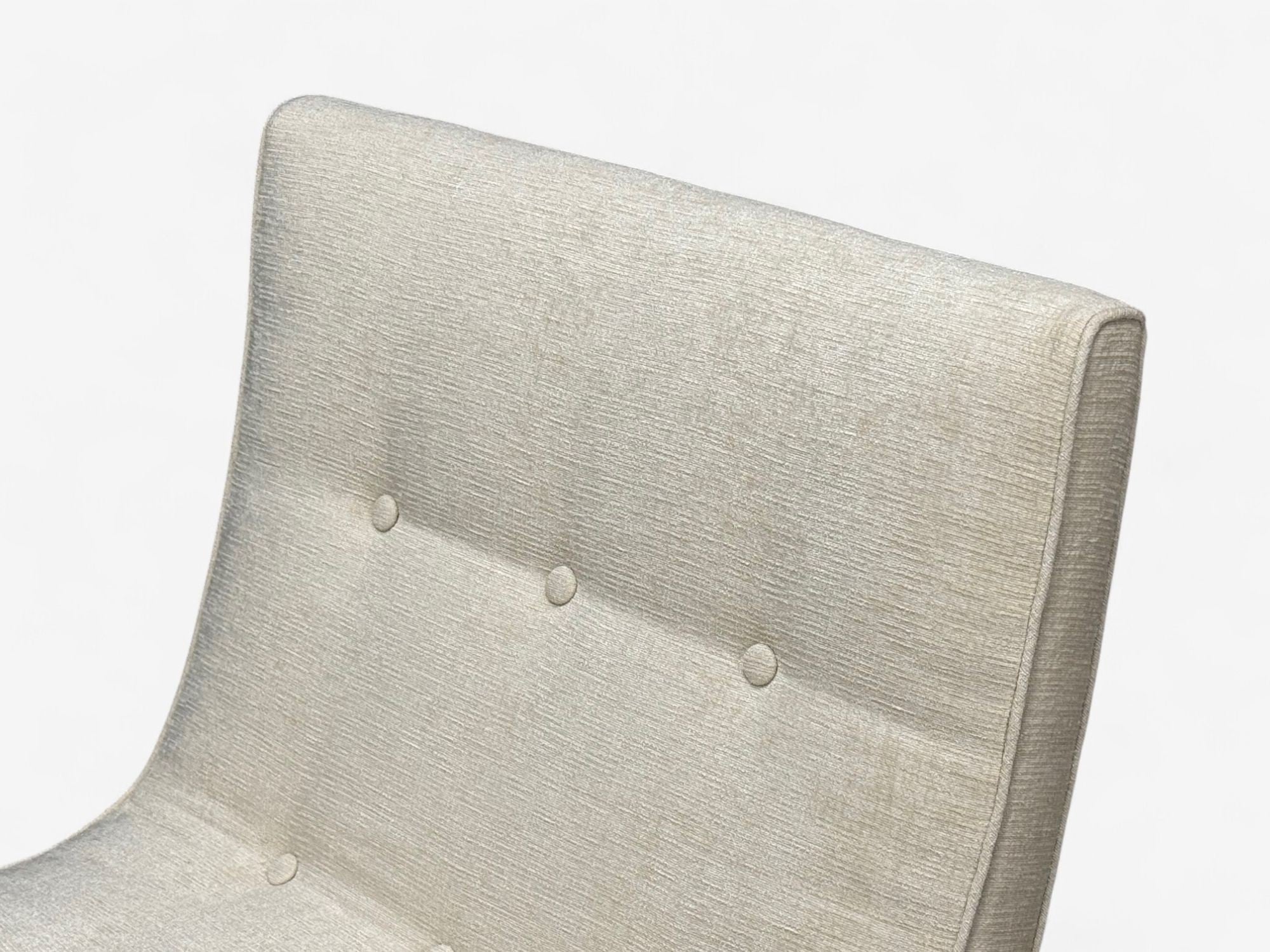Milo Baughman, Iron, Fabric, Scoop Chair, USA, 1950s