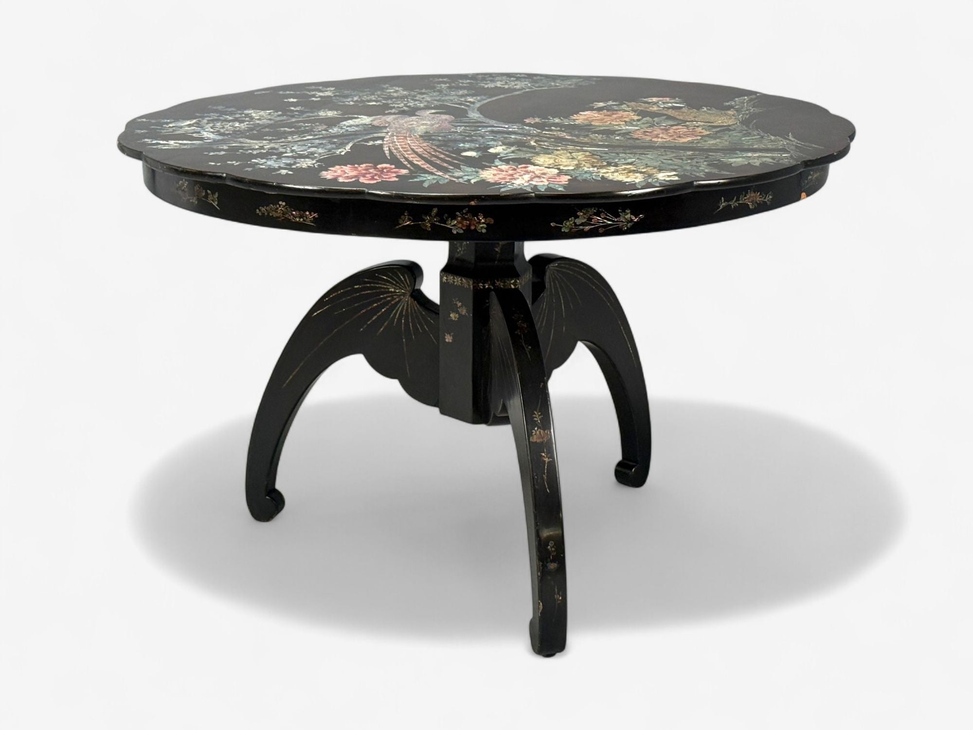 Chinese Export, Ebonized Wood, Mother-of-Pearl, Center Table, China, 1900