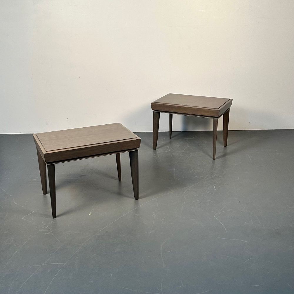 Pair of Mid-Century Modern Paul Frankl Labeled Brown Saltman Side / End Tables